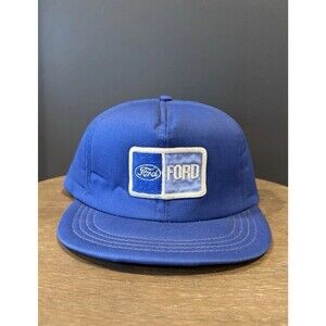 Vintage Ford Trucker Hat Cap Blue Patch Logo Fitted Hat Sz Medium Rare USA Made